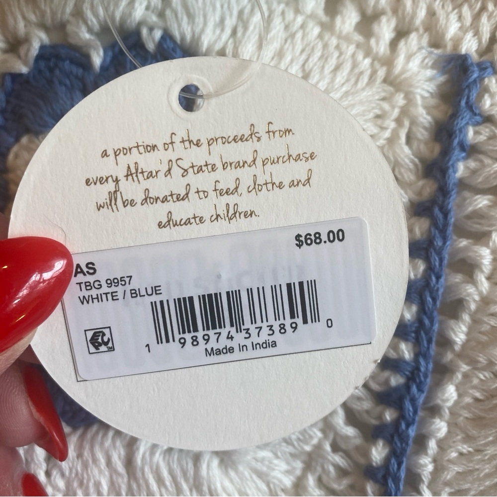 Altar’d State Blue & White Crochet Granny Square Shoulder Bag NWT - Picture 5 of 6